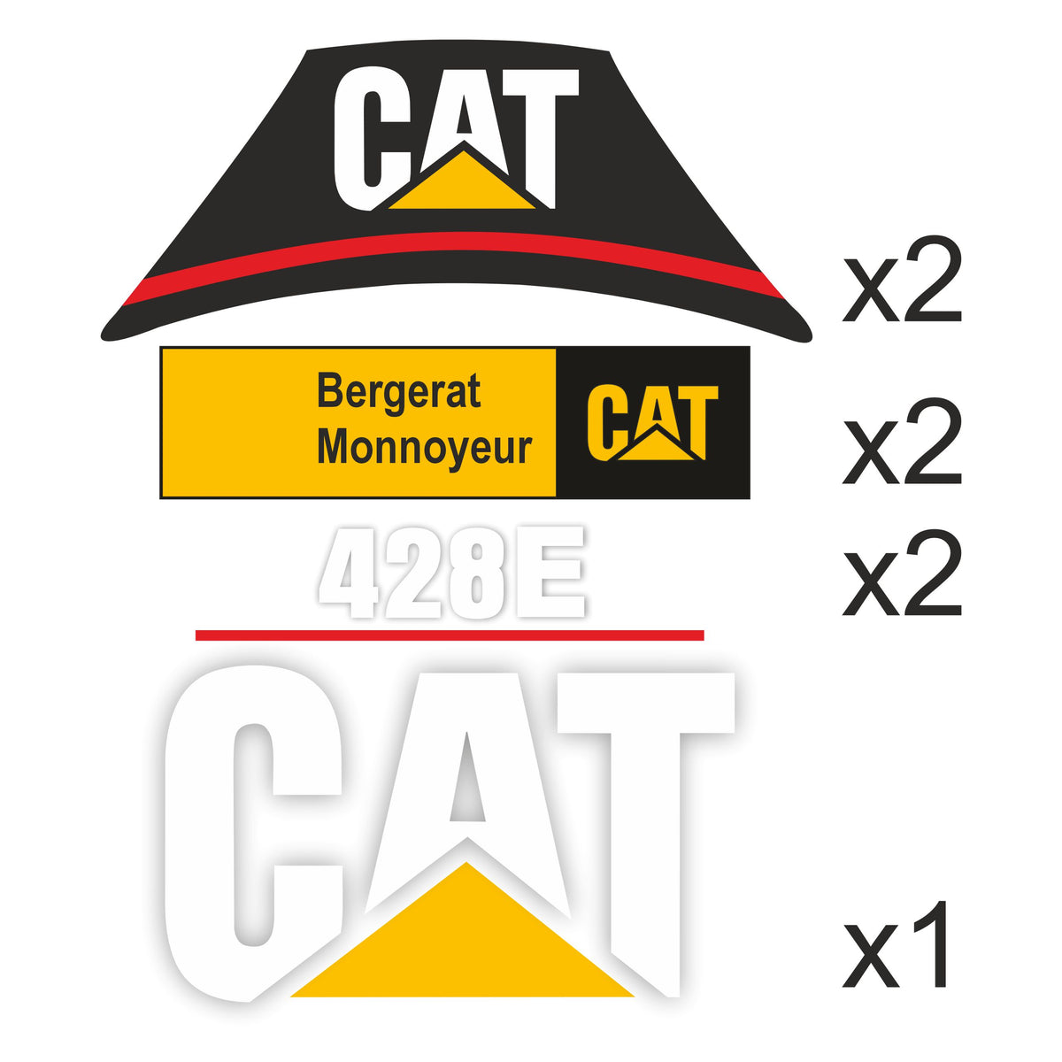 CAT 428E / 432E / 422E Laminated Decal Set - Caterpillar Backhoe Loader Replacement Stickers - Restoration Kit