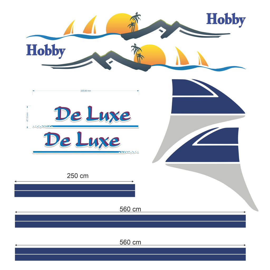 Hobby Caravan De Luxe Decal Set – Replacement Side Stripe Stickers for Camper & Motorhome – Laminated UV Resistant Reproduction